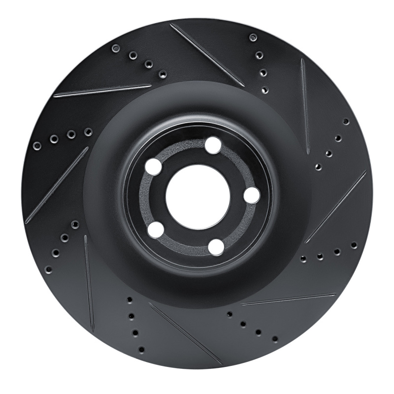 Ford Mustang Mach-E Brake Rotor (1) - Front Right - R1 Concepts - Drilled & Slotted - Black - `21-`25